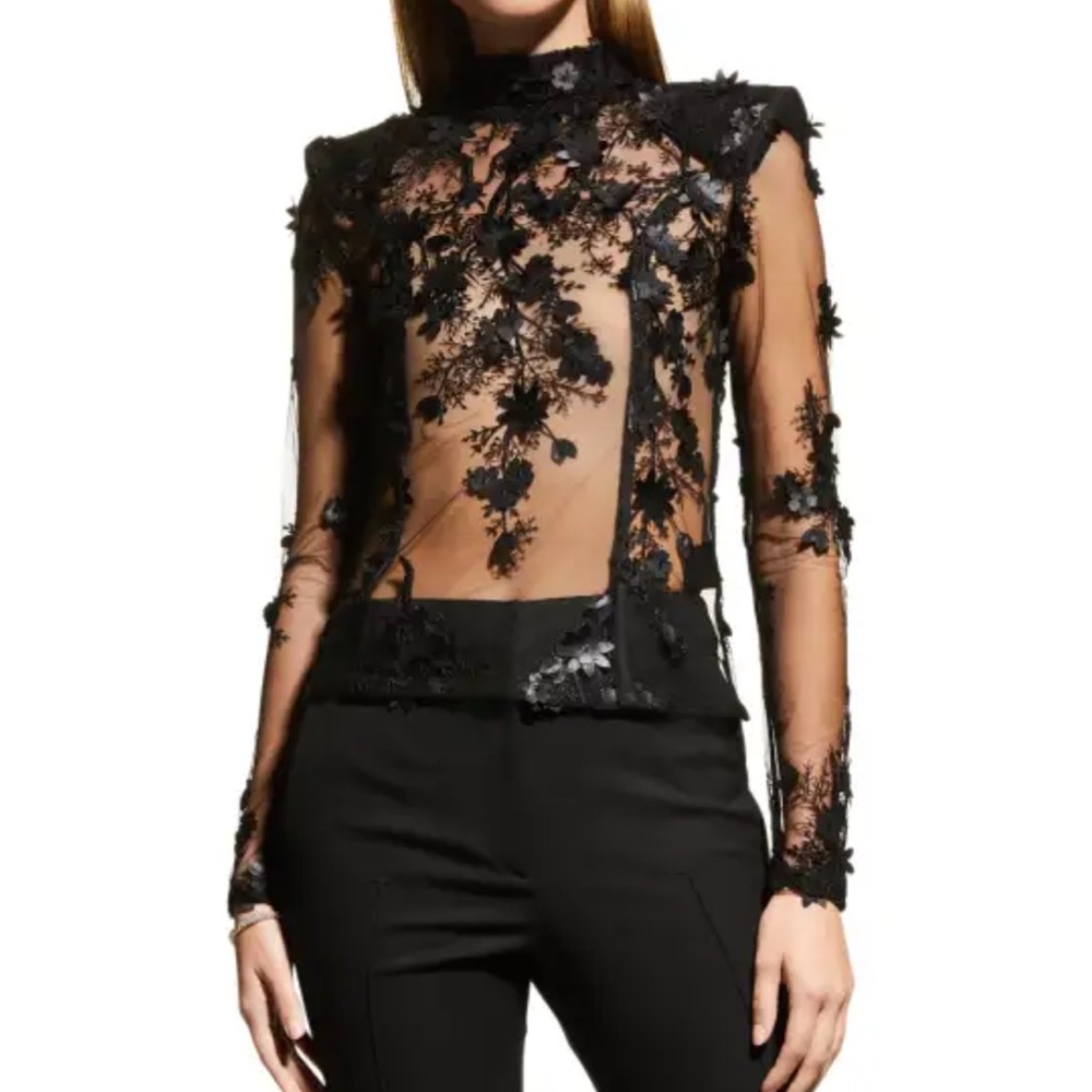 Zhivago Mulwala Blouse in Black lace and flowers 6 - Picture 3 of 4